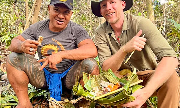 Wild food foraging in Hawaii jungle