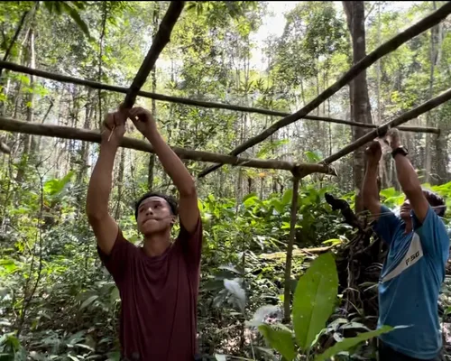 Jungle shelter building Hawaii